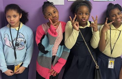 Students posing for math bee competition